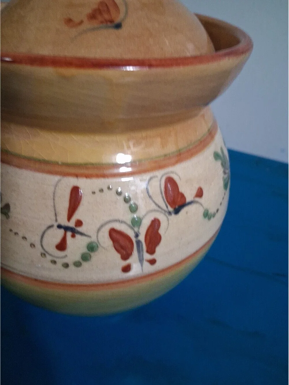 Hand-Painted Veronique Tichon Ceramic Lidded Jar